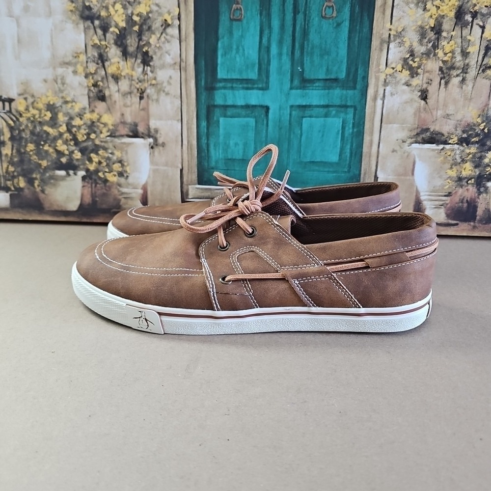 Original Penguin Barrow Boat Lace Mens Brown Loafers & Slip Ons Boat Shoes 11.5